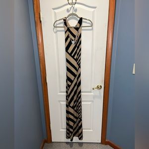 Striped open back, floor length dress. Beautiful back design